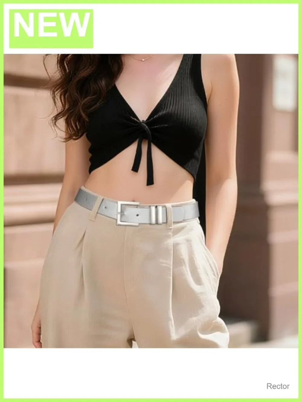 PU Leather Belt for Women Square Buckle Fashion Waist Belt